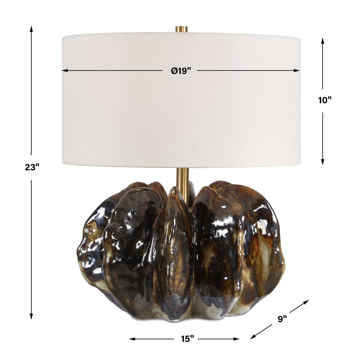Jaudon Glass Table Lamp - Black / Dark Brown by Uttermost - View 8