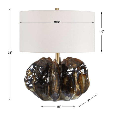 Jaudon Glass Table Lamp - Black / Dark Brown by Uttermost - View 8