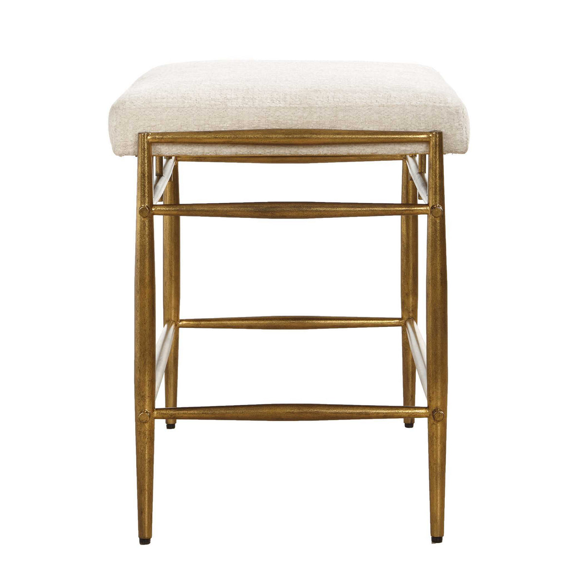Karleen Plush Small Brass Bench - White / Gold by Uttermost - View 5