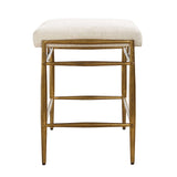 Karleen Plush Small Brass Bench - White / Gold by Uttermost - View 5
