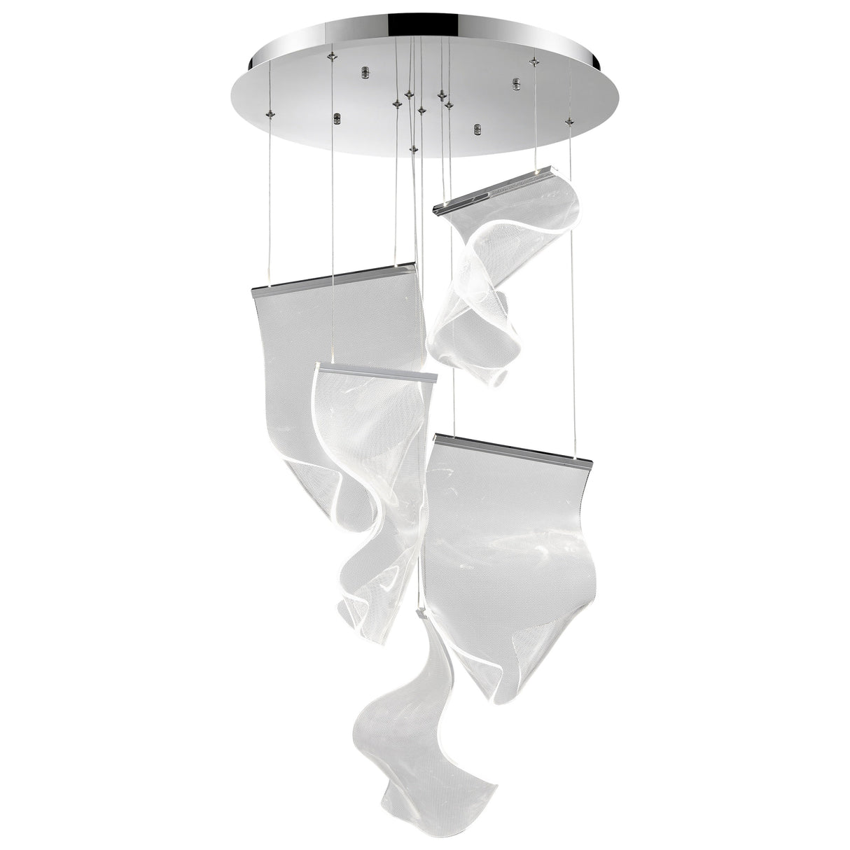 Acrylic Lace 5 Light Chandelier // Chrome  | Finesse -  Home Elegance USA