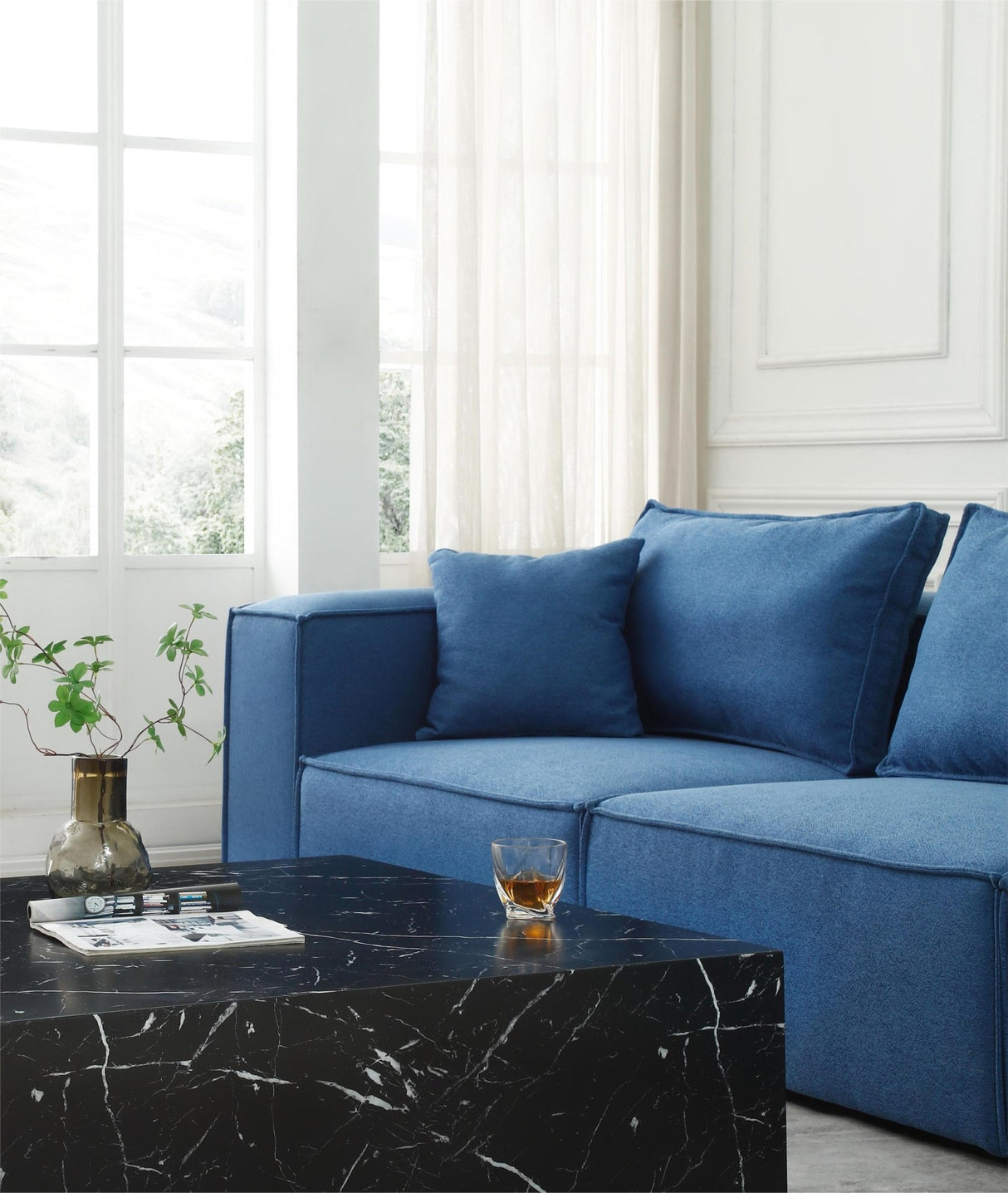 4 - Piece Upholstered Sectional Sofa in Blue - W876S00084 - image - 6