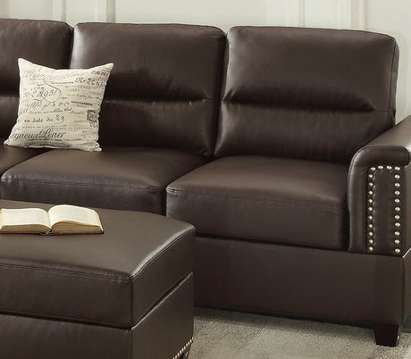 New Contemporary 3-PCS Reversible Sectional Set Living Room Furniture Espresso Faux Leather Couch Sofa Chaise Ottoman - sold by Home Elegance USA