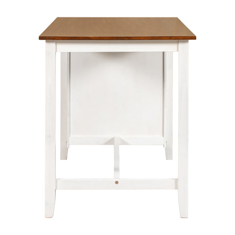 TOPMAX 5 Pieces Counter Height Rustic Farmhouse Dining Room Wooden Bar Table Set with 4 Chairs, White - sold by Home Elegance USA