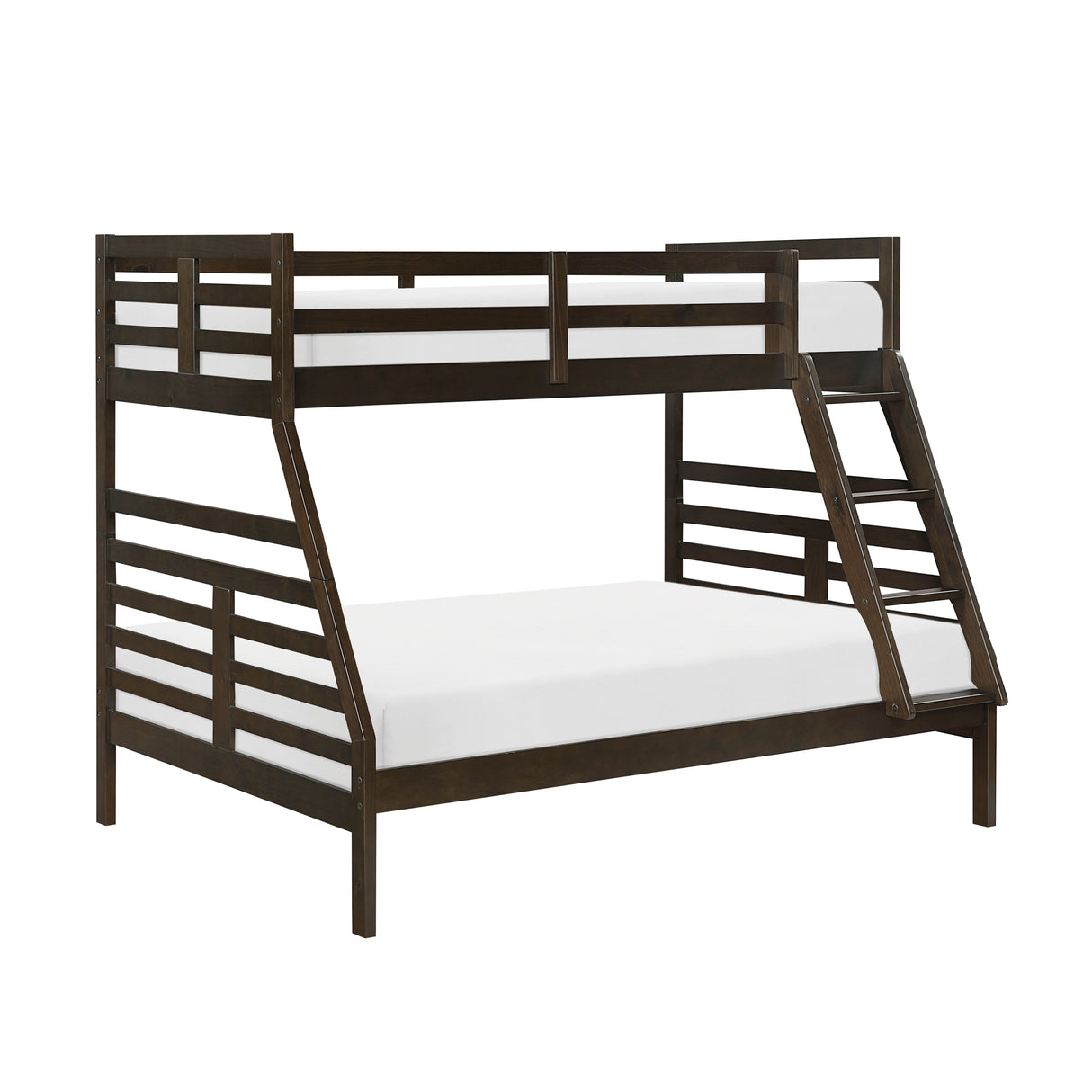 Twin over Full Bunk Bed 1pc Classic Dark Brown Finish Youth Bedroom Furniture Durable Wood - sold by Home Elegance USA