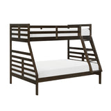 Twin over Full Bunk Bed 1pc Classic Dark Brown Finish Youth Bedroom Furniture Durable Wood - sold by Home Elegance USA