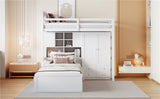 Twin Bunk Bed with Drawers, Wardrobe, Storage Shelves and Hydraulic Bed,White - sold by Home Elegance USA