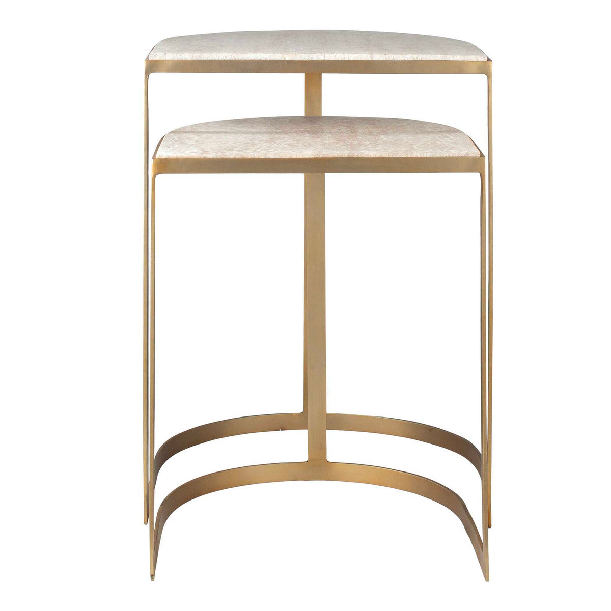 Lindon Travertine Nesting Tables Set - Gold / White by Uttermost - View 5