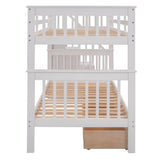 Stairway Twin-Over-Twin Bunk Bed with Three Drawers for Bedroom, Dorm - White(Old sku: LT000309AAK) - sold by Home Elegance USA
