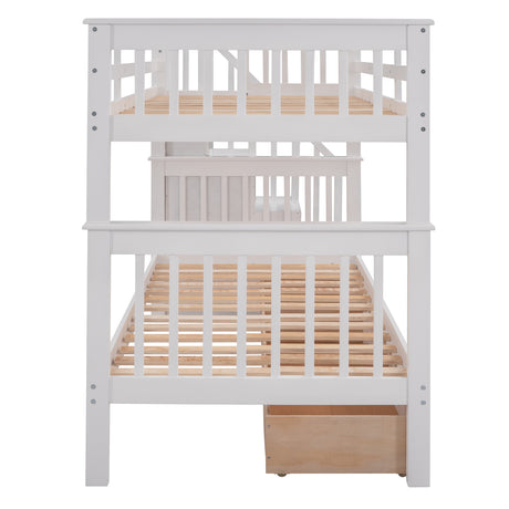 Stairway Twin-Over-Twin Bunk Bed with Three Drawers for Bedroom, Dorm - White(Old sku: LT000309AAK) - sold by Home Elegance USA