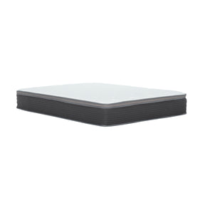 Queen Size 12 In Hybrid Mattress in a Box, Plush Gel Memory Foam Mattress Top with Pocket Coil Base, White/Gray