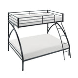 Black Metal Frame Twin/Full Bunk Bed, Youth Bed, Youth Bedroom Furniture, Easy Assembly - sold by Home Elegance USA