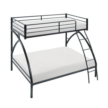 Black Metal Frame Twin/Full Bunk Bed, Youth Bed, Youth Bedroom Furniture, Easy Assembly - sold by Home Elegance USA