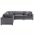 Cassandra Modular 5-Piece Sectional in Charcoal Grey with Solid Wood Legs and Plush Fabric Upholstery - sold by Home Elegance USA