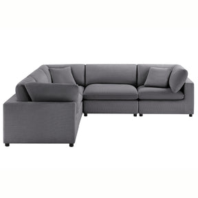 Cassandra Modular 5-Piece Sectional in Charcoal Grey with Solid Wood Legs and Plush Fabric Upholstery - sold by Home Elegance USA