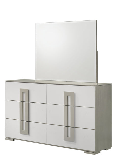 Olivia Contemporary Style 4 Pc Full Bedroom Set with LED Headboard Made with Wood in White (CA Inventory) - sold by Home Elegance USA