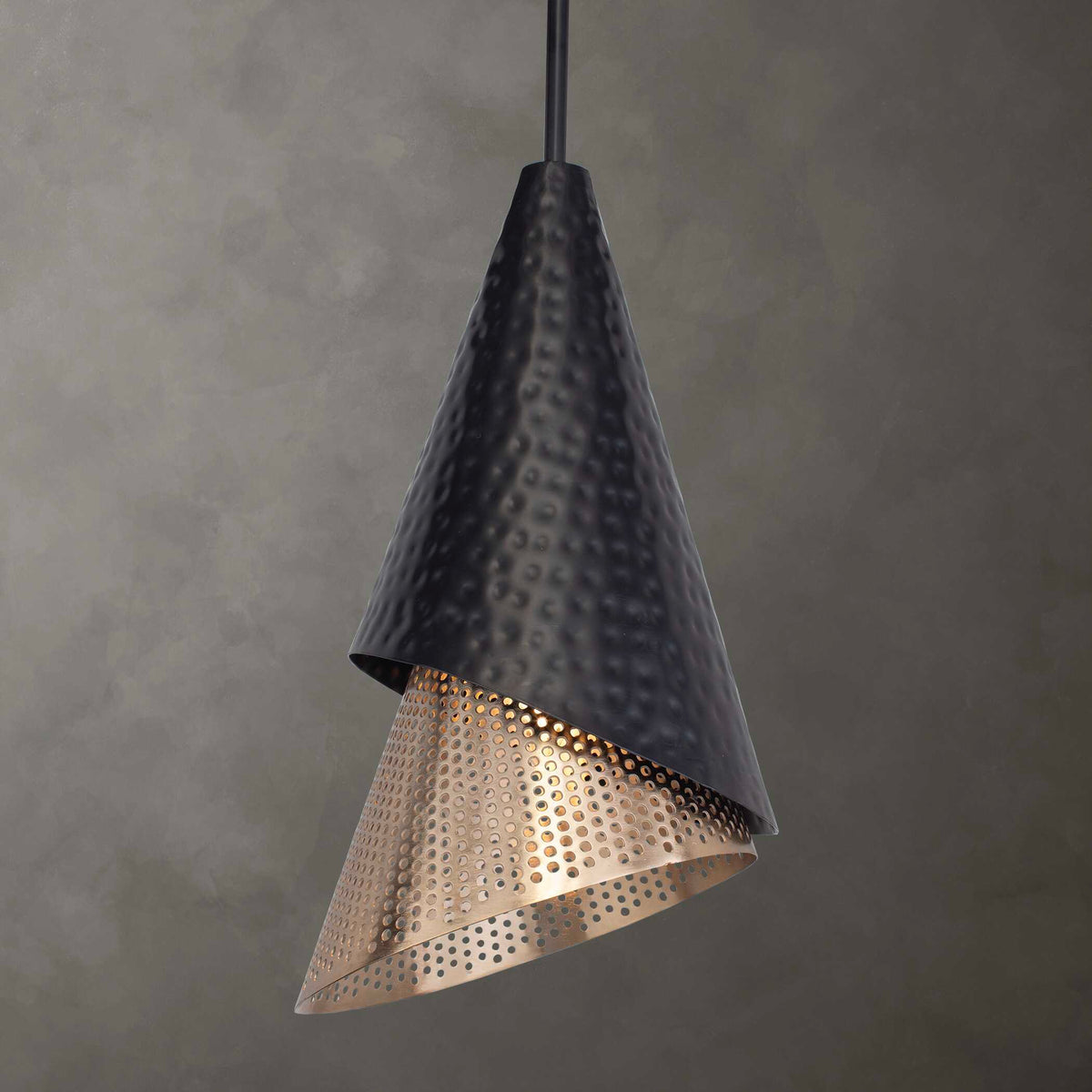 Apollo 1 Light Mini Pendant - Black / Gold by Uttermost - View 2