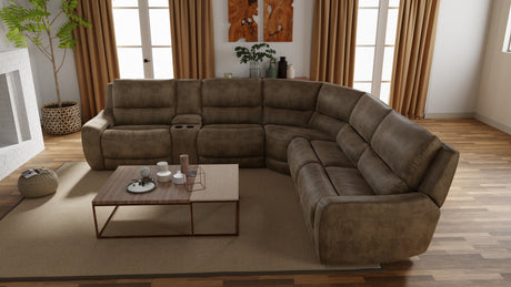 6-Piece Performance Fabric Power Reclining Sectional in Texas Slate - sold by Home Elegance USA