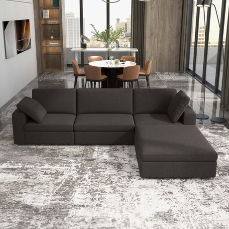 Cecilia Modular Corner Sectional Modern Fabric Sofa Dark Gray Sturdy Design - sold by Home Elegance USA
