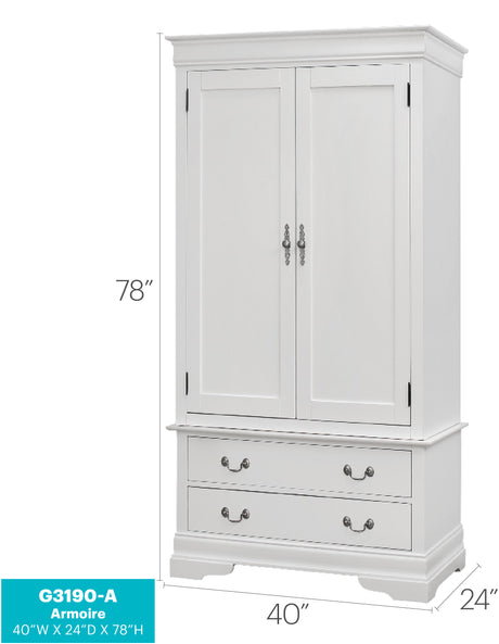 Louis Phillipe G3190-A Armoire , White - sold by Home Elegance USA