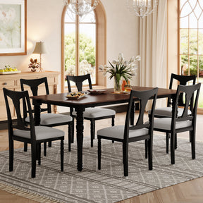 7-Piece Dining Table Set, 60inch to 78inch Extendable Wood Dining Table with Removable Leaf, Kitchen Table Set with 6 Upholstered Side Chair, Dining Table Set for 6 - sold by Home Elegance USA
