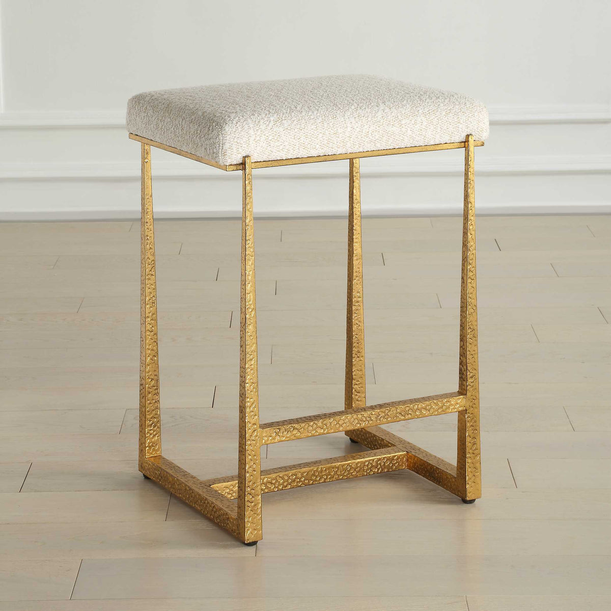 Midas Counter Stool - White / Gold by Uttermost - View 3