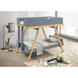 Crispin Blue Twin Over Twin Bunk Bed with Mattresses - sold by Home Elegance USA