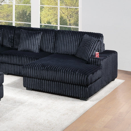 Contemporary Modern 7-PC Modular U-Sectional Sofa Set USB Cup Holder Black Finish Corduroy Living Room Furniture Couch - sold by Home Elegance USA