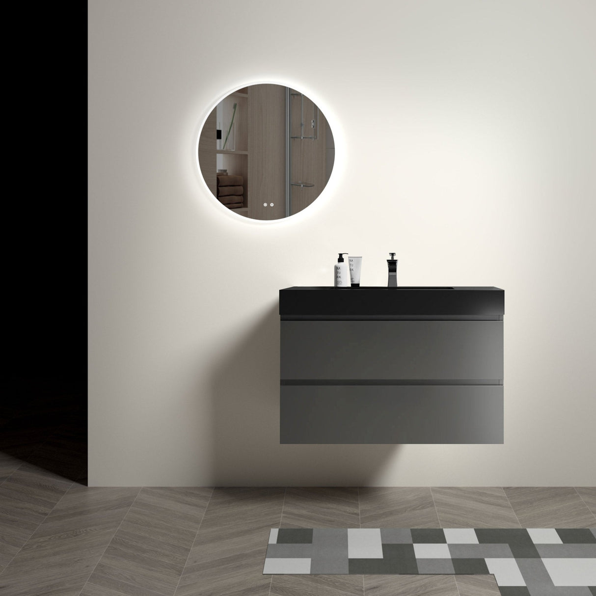 Alice 36" Gray Bathroom Vanity with Sink: Wall - Mounted Floating Vanity, Modern Design - W1865S00027 - Home Elegance USA - 1