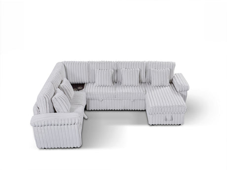 110-inch U-shaped corduroy super soft sectional sofa with storage and pull-out bed, corner coffee table with cup holder and USB port; suitable for living room, comfortable corduroy sectional sofa - sold by Home Elegance USA