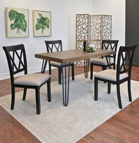 Arroyo 5-Piece Dining Set, Hairpin Dining Table with 4 Cross-back Chairs, Rich Black - sold by Home Elegance USA
