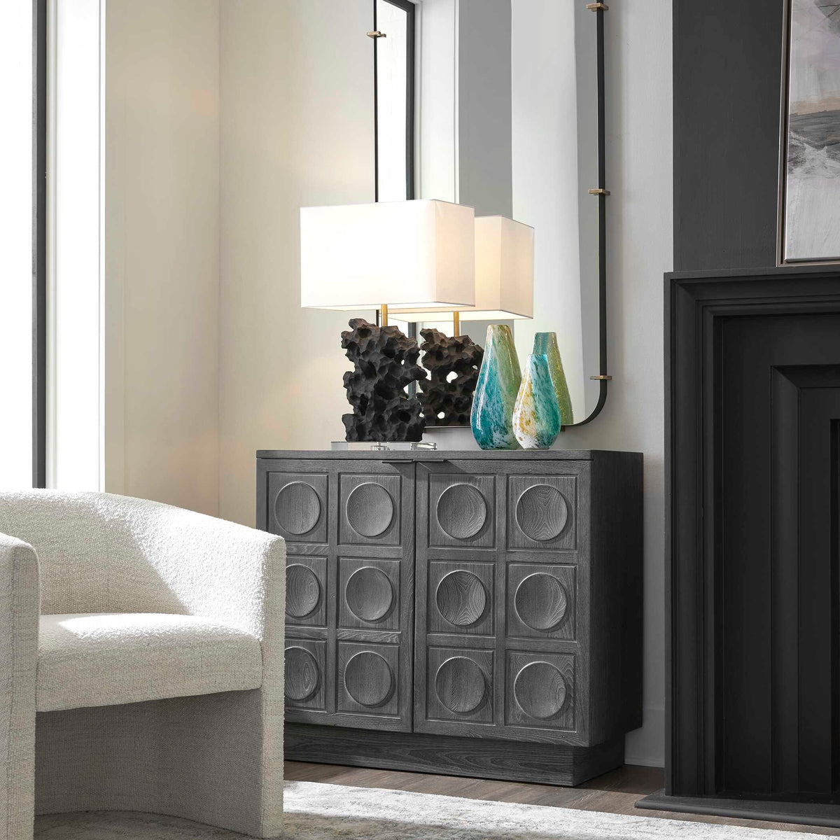 Basalt Black Stone Table Lamp by Uttermost - View 9