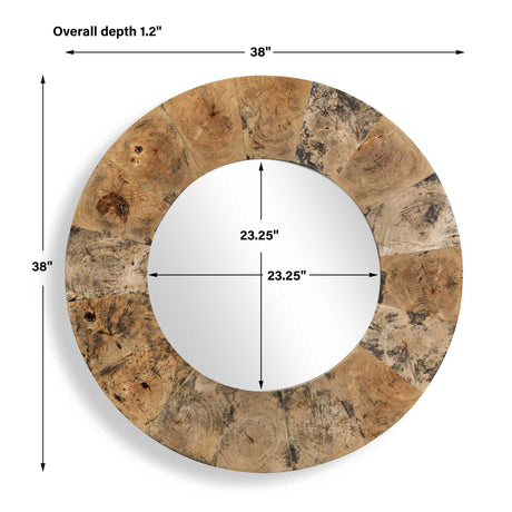 Hiram Round Wood Mirror Woodtone - Light Brown by Uttermost - View 2