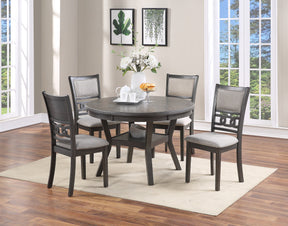 Contemporary Dining 5pc Set Round Table w 4x Side Chairs Grey Finish Rubberwood Unique Design - sold by Home Elegance USA