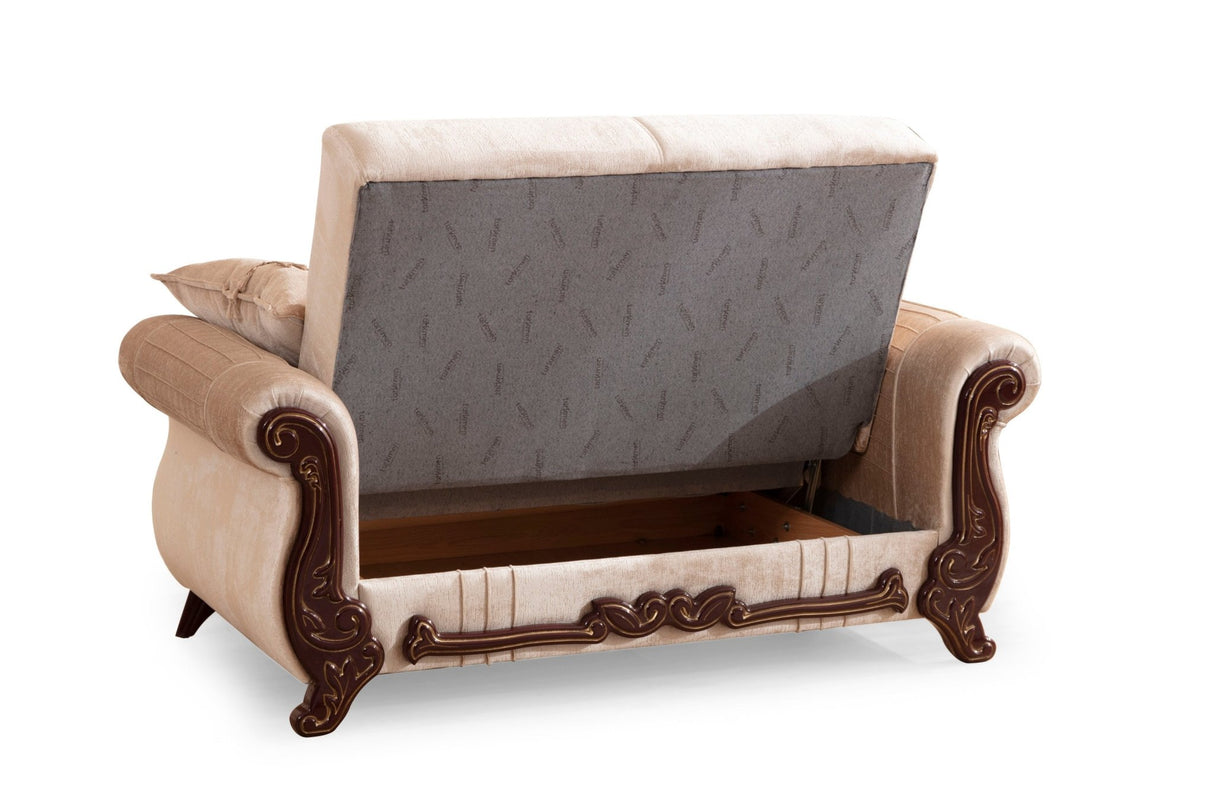 Carmen 2 Pc Seat Made With Chenille Upholstery in Beige Color | Home Elegance USA