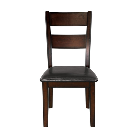 Cherry Finish Classic 6pc Dining Set Wooden Table w Draw Leaf Bench and 4 Side Chairs Faux Leather Upholstered Durable Furniture Transitional Style Ladder Back - sold by Home Elegance USA