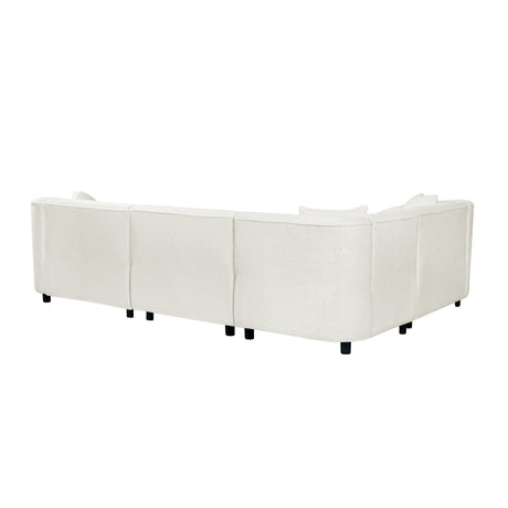 104' L-Shaped Curved Contemporary Sectional Sofa in Beige: Plush 4-Seater, Sculptural Design & Premium Bouclé Upholstery – Modern Luxury for Spacious Living - sold by Home Elegance USA