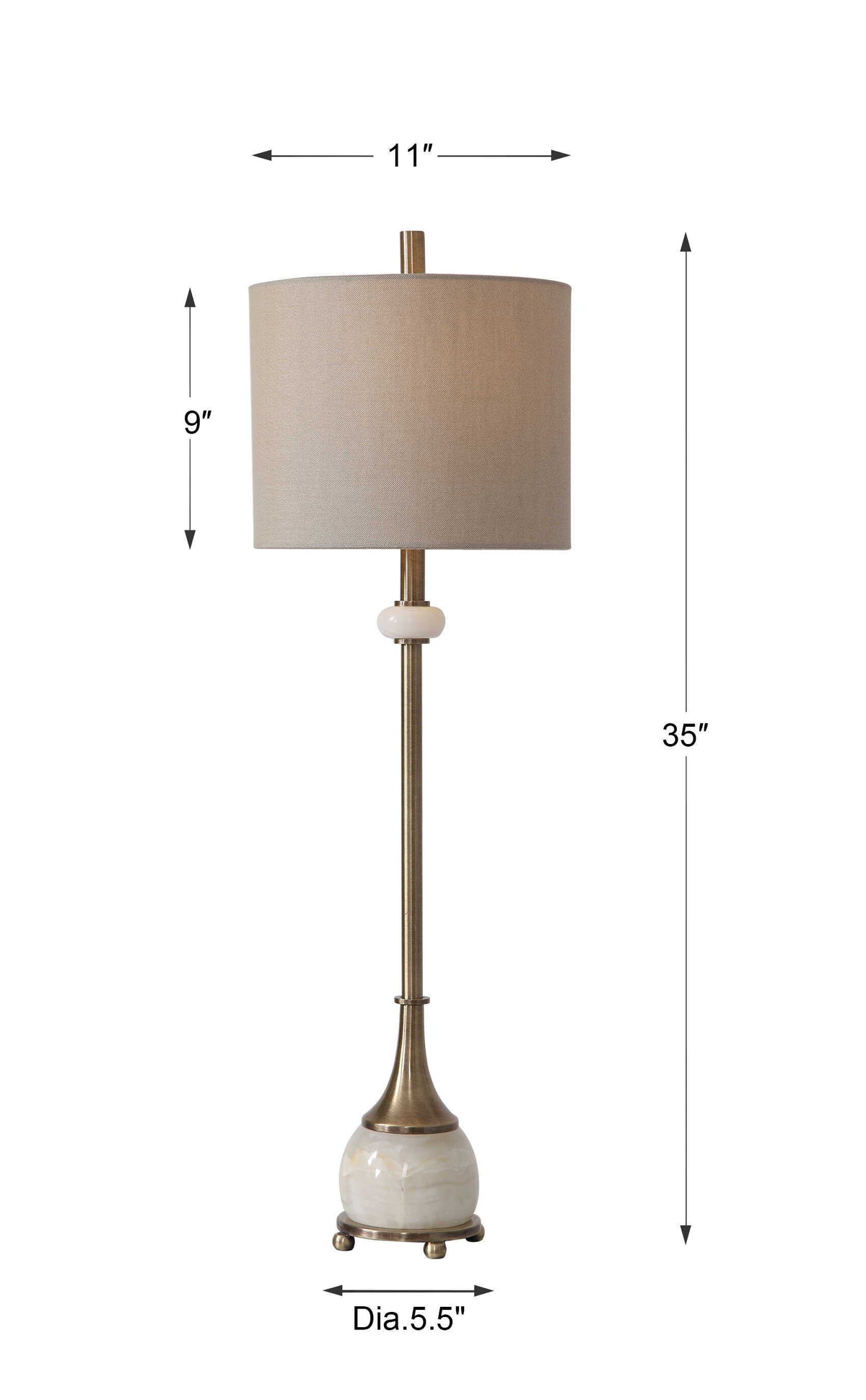 Natania Plated Buffet Lamp Brass - Yellow / Beige by Uttermost - View 9