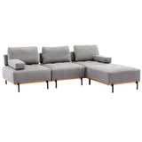 100.7'' L - Shape Sectional Sofa 3 - Seater Couches with a Removable Ottoman, Comfortable Fabric for Living Room, Apartment, Grey - SG001210AAE - image - 11