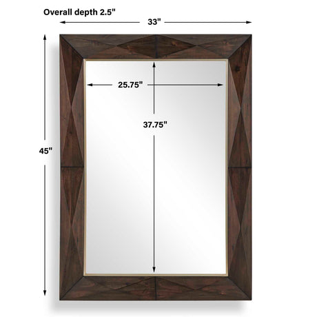 Diamond In The Rough Wood Mirror Gold / Woodtone - Dark Brown by Uttermost - View 7