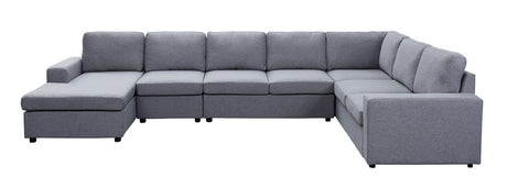 Tifton 147' Light Gray Linen 7 Seat Reversible Modular Sectional Sofa Chaise - sold by Home Elegance USA