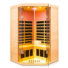 Hemlock Pentagonal Far-Infrared Indoor Sauna – Space-Saving 5-Sided Design - sold by Home Elegance USA