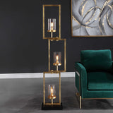 Cielo Staggered Rectangles Floor Lamp - Gold / Black by Uttermost - View 4