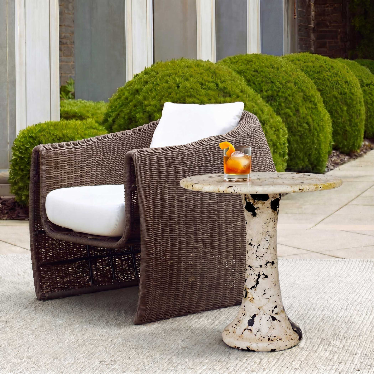 Cadas Indoor-Outdoor Stone Side Table - Black / White by Uttermost - View 3