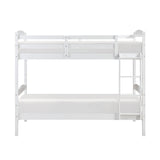Twin over Twin Bunk Bed with Guard Rails 1pc Sturdy Wood Frame White Finish Youth Bedroom Furniture - sold by Home Elegance USA