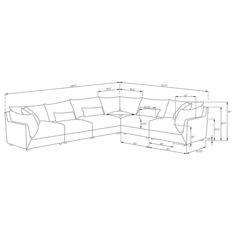 Tomasina Black 6-Piece Upholstered Modular Sectional - sold by Home Elegance USA