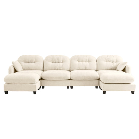 Modular Sectional U Shaped Couch With Ottoman,Soft Chenille Fabric  Tufted Cushion Backrest Design,High-Density Foam Ergonomic design,Elegant Armrests,Easy Install Fits Bedrooms Living Rooms,Beige - sold by Home Elegance USA