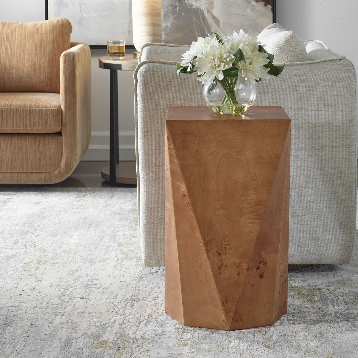 Hughes Geometric Accent Table - Dark Brown by Uttermost - View 2