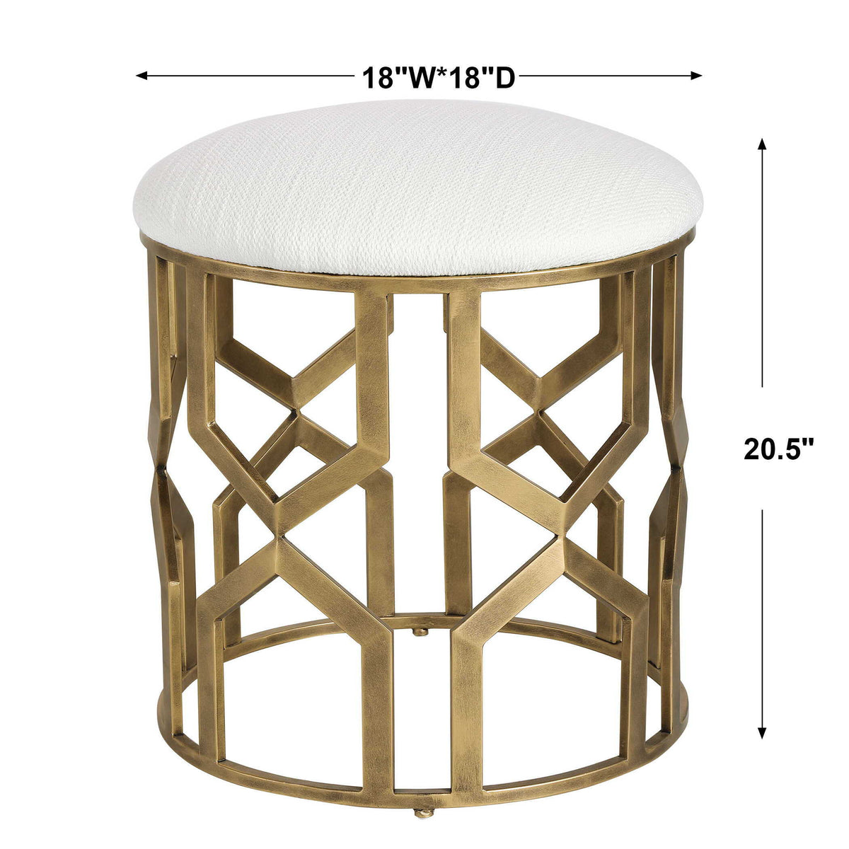 Trellis Geometric Accent Stool White & Gold - White / Yellow by Uttermost - View 5
