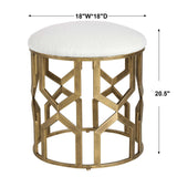Trellis Geometric Accent Stool White & Gold - White / Yellow by Uttermost - View 5